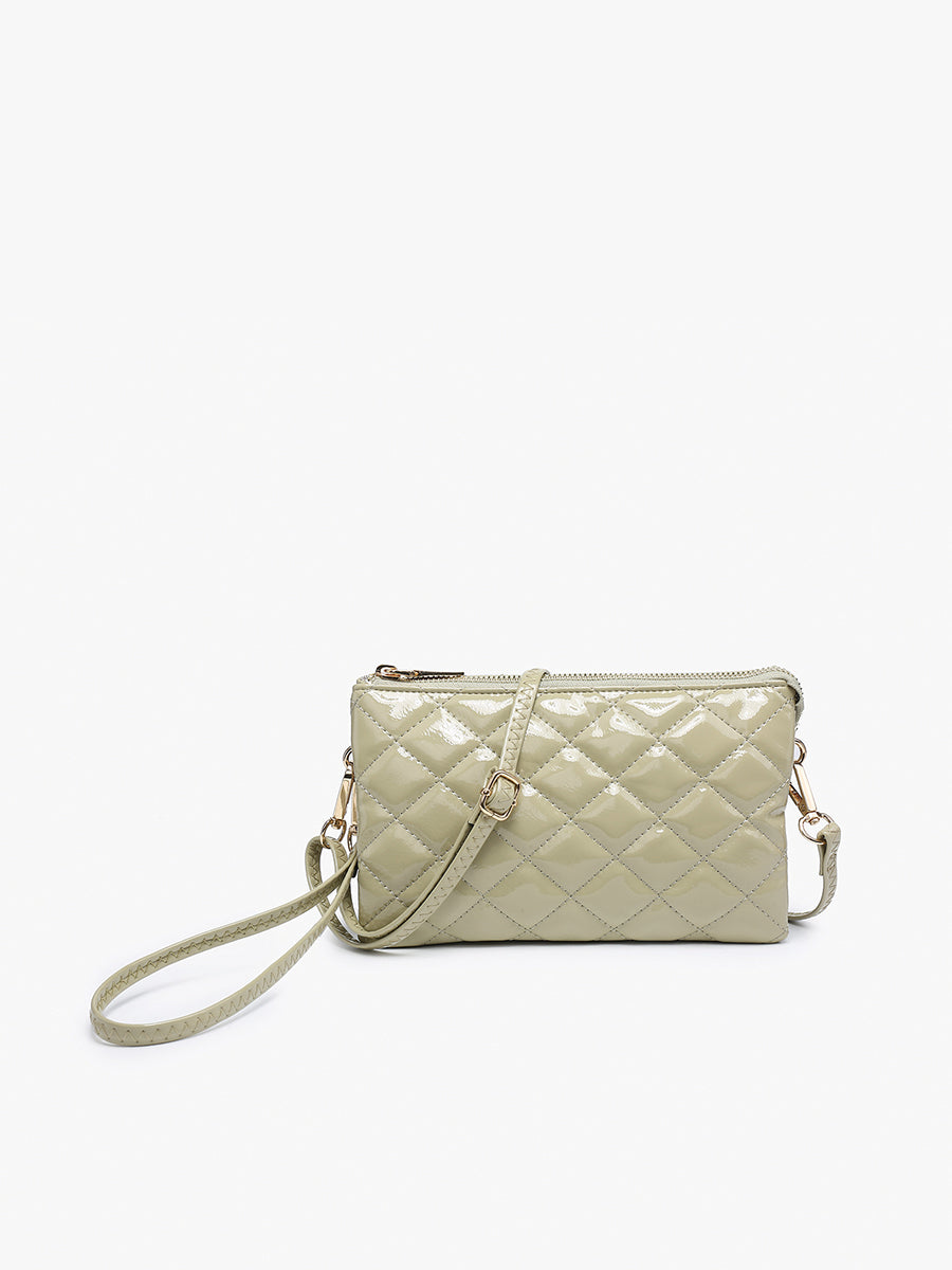 pale green high gloss quilt christine crossbody.