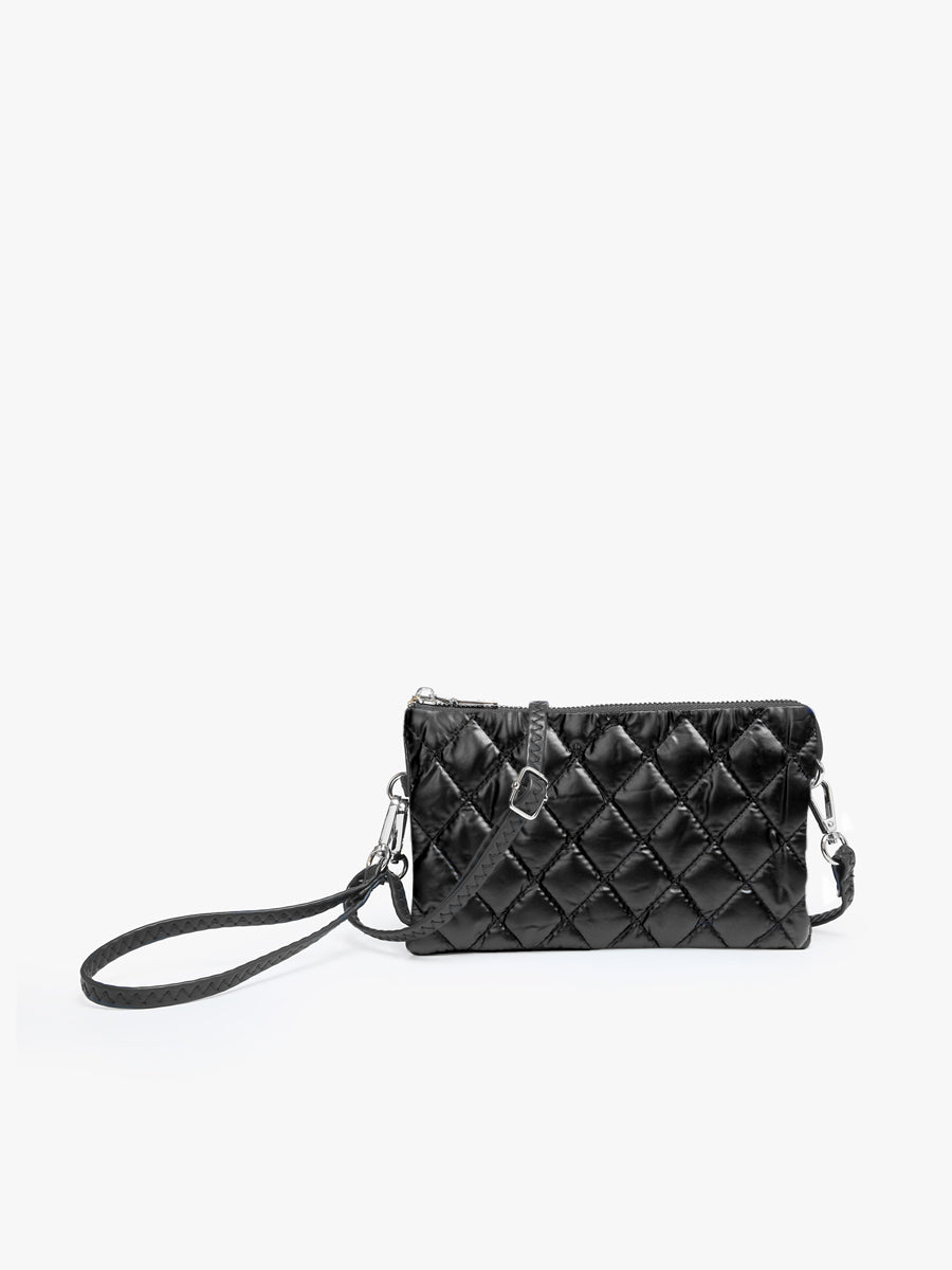 black Christine puffer crossbody.