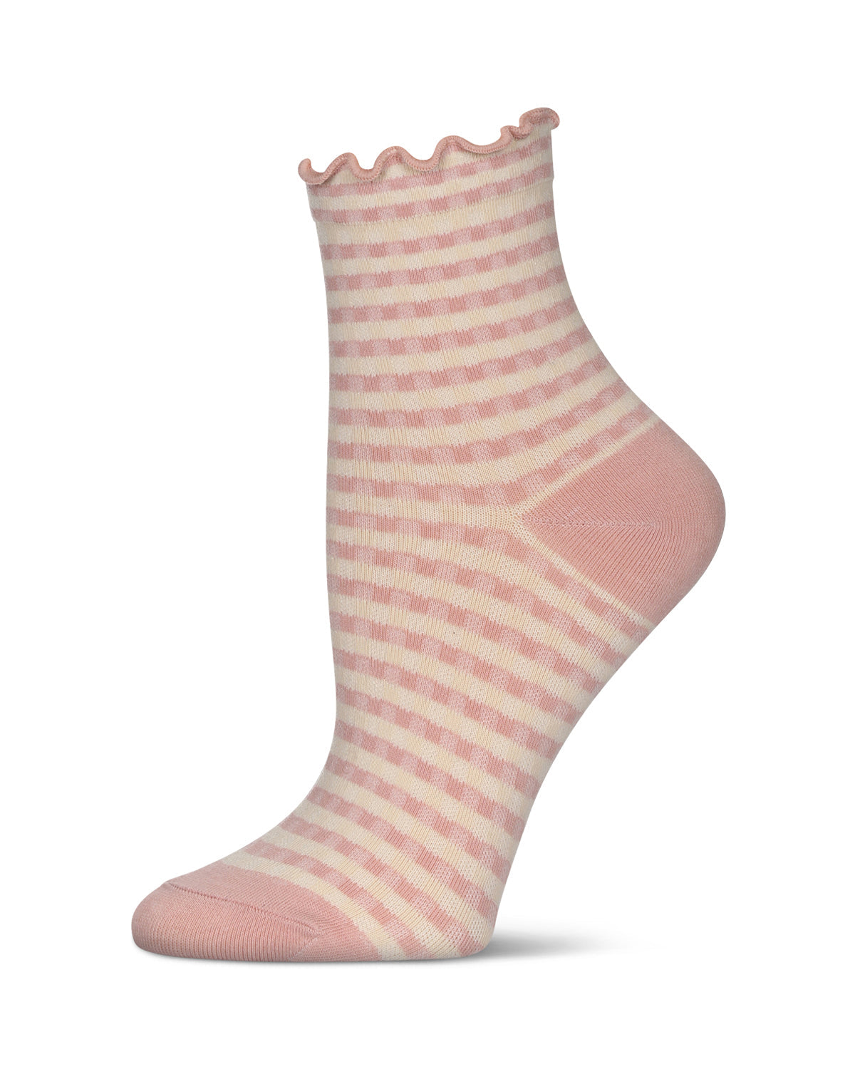 blush gingham ruffle ankle sock