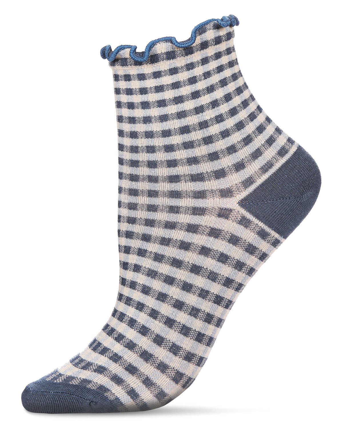 denim gingham ruffle ankle sock