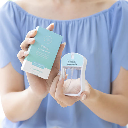 Person holding two 'ocean mist' products with a blue top