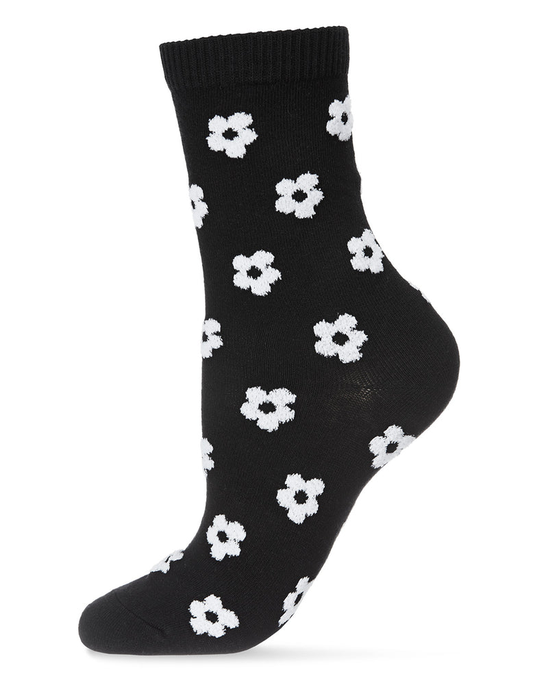Black and White Floral Crew Sock