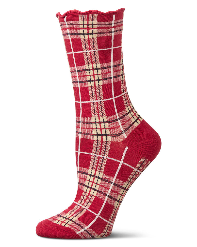Classic Plaid Lettuce Edge Crew Sock