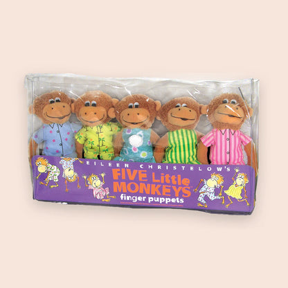Five Little Monkeys Finger Puppets in their bag packaging.