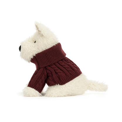 side view of Munro Scottie Dog Winter Jumper Outfit Plush Toy