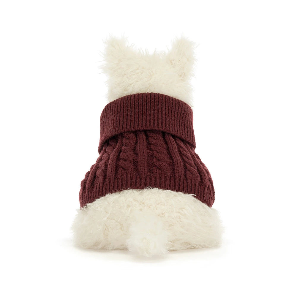 back view of Munro Scottie Dog Winter Jumper Outfit Plush Toy