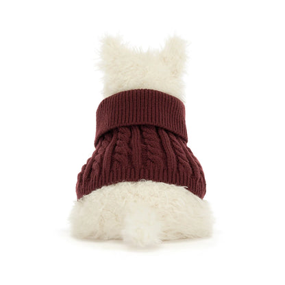 back view of Munro Scottie Dog Winter Jumper Outfit Plush Toy