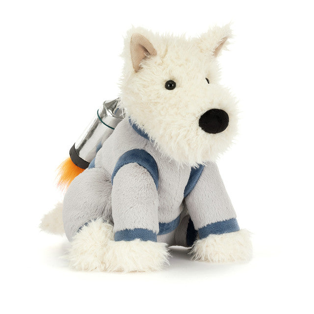 front view of Munroe Scottie Dog Space Outfit Plush Toy