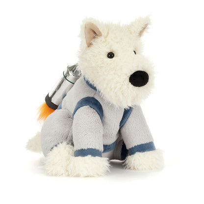 front view of Munroe Scottie Dog Space Outfit Plush Toy