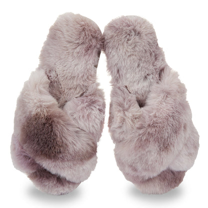 top view of Josephine Plush Slipper in lavender on a white background