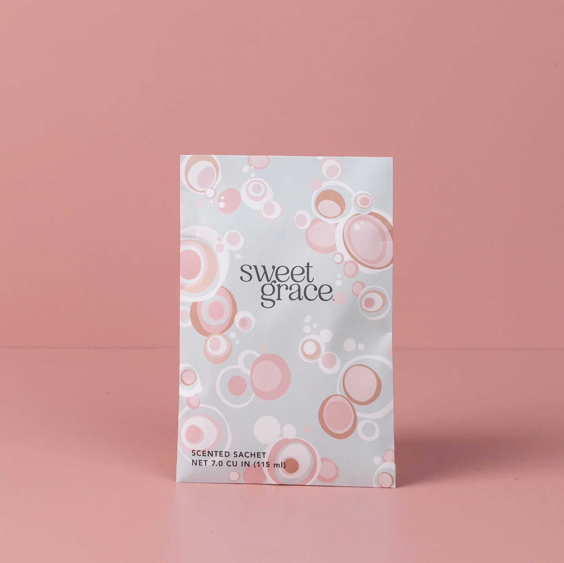 Sweet Grace Scented Sachet with modern bubble design of pinks, white, and grey