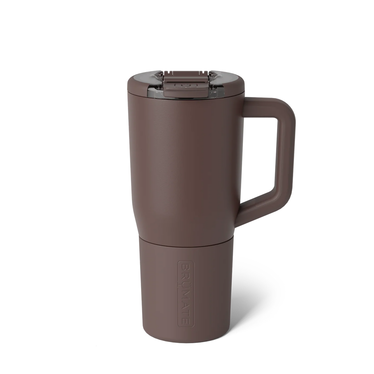 coffee brown colored insolated tumbler with lid and handle