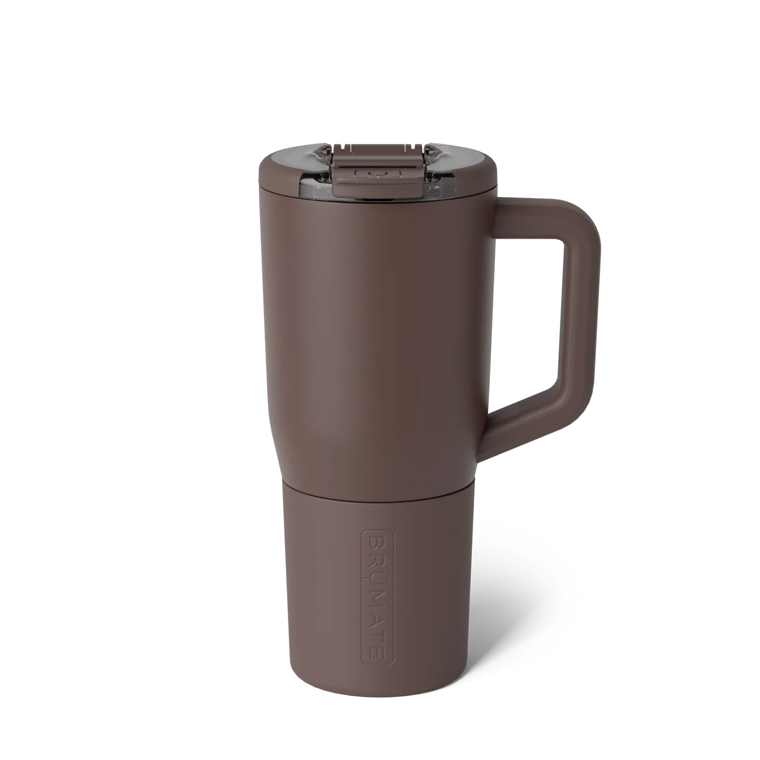 coffee brown colored insolated tumbler with lid and handle