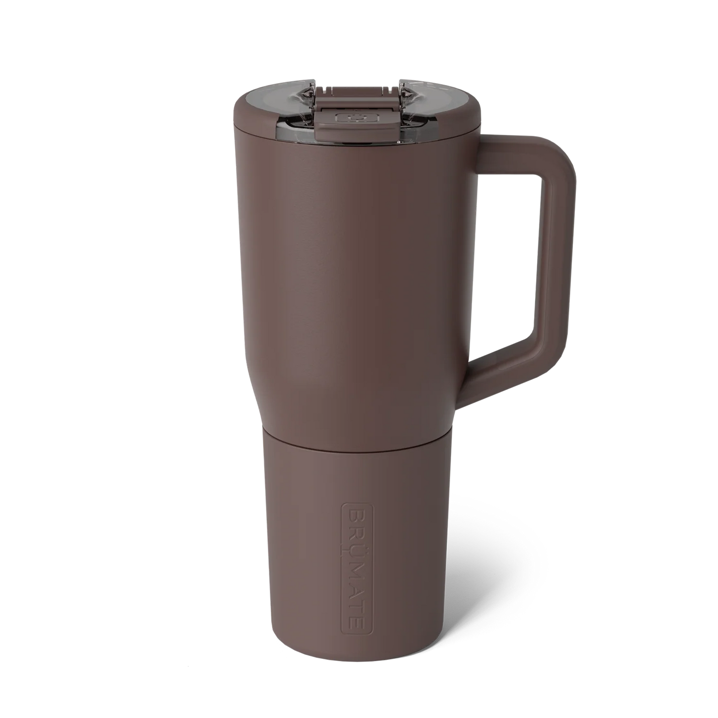 coffee brown colored insolated tumbler with lid and handle