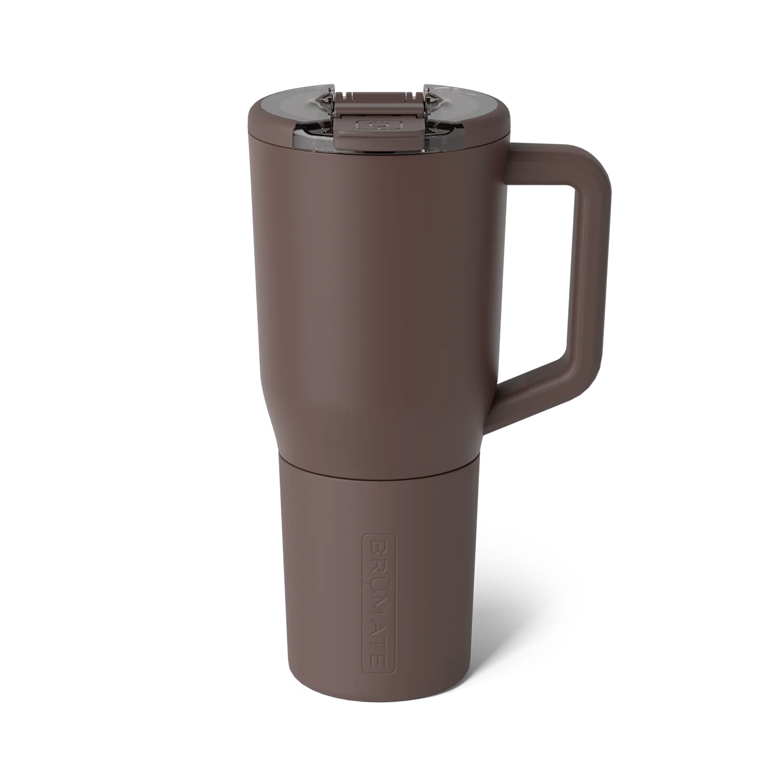 coffee brown colored insolated tumbler with lid and handle
