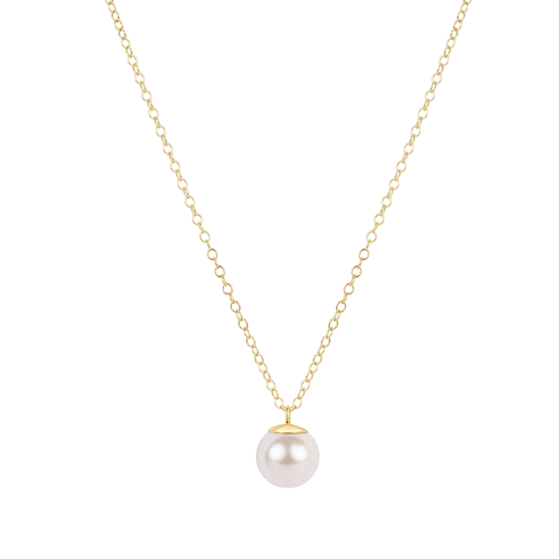 16" necklace gold - classic pearl 8mm charm