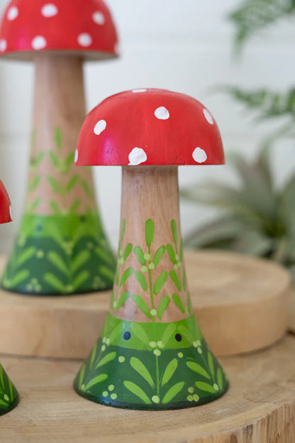 close-up of a wooden mushroom.