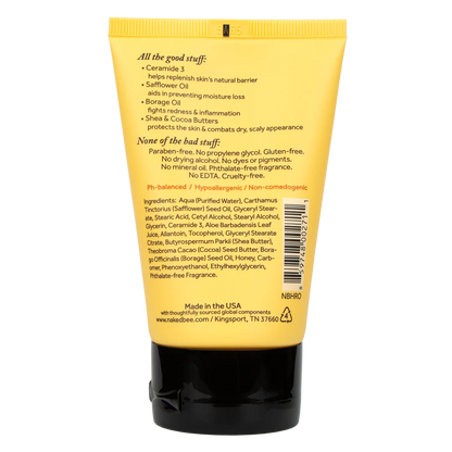 back view of yellow tube of orange blossom honey hand repair cream