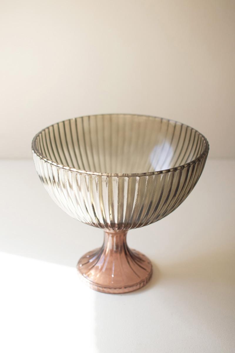 Kalalou Ribbed Glass Compote - Thumbnail 3