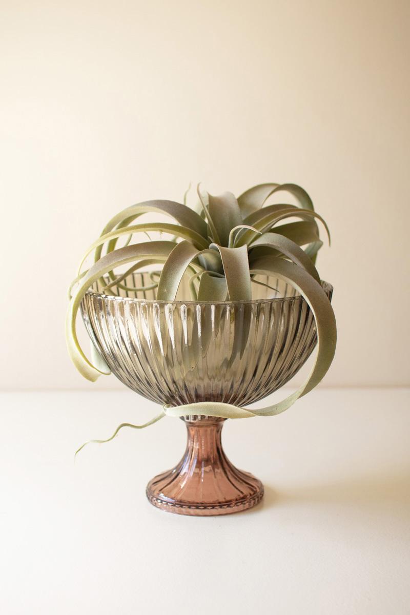 Kalalou Ribbed Glass Compote