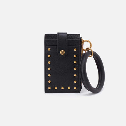 black Ring Credit Card Wristlet with stud design