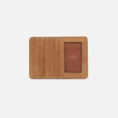 whiskey brown card slot wallet with clear ID pocket