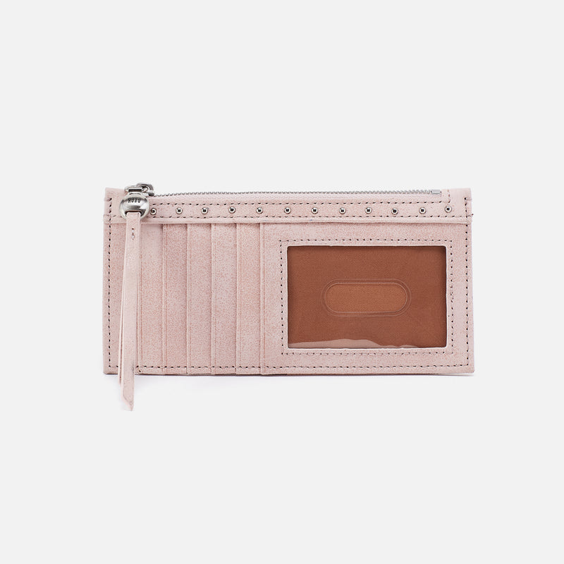 blossom pink carte wallet with card slots and clear ID pocket