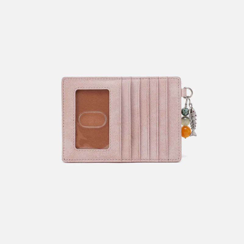 euro slide in blossom buffed leather with a fish charm attached