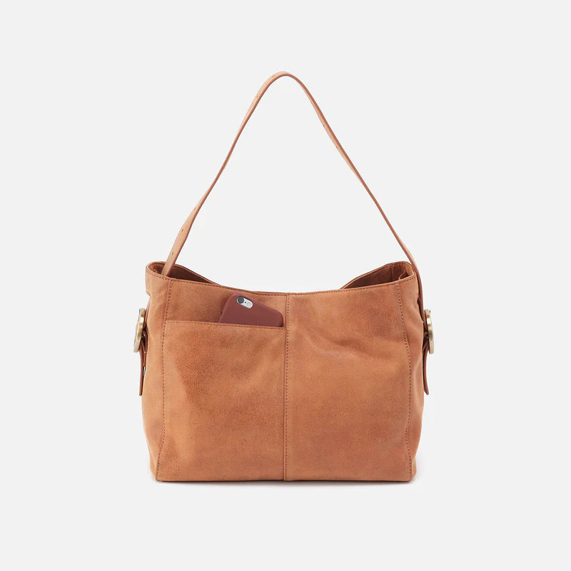 back view of whiskey colored render bag.