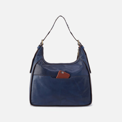 back view of navy bellamy bag.