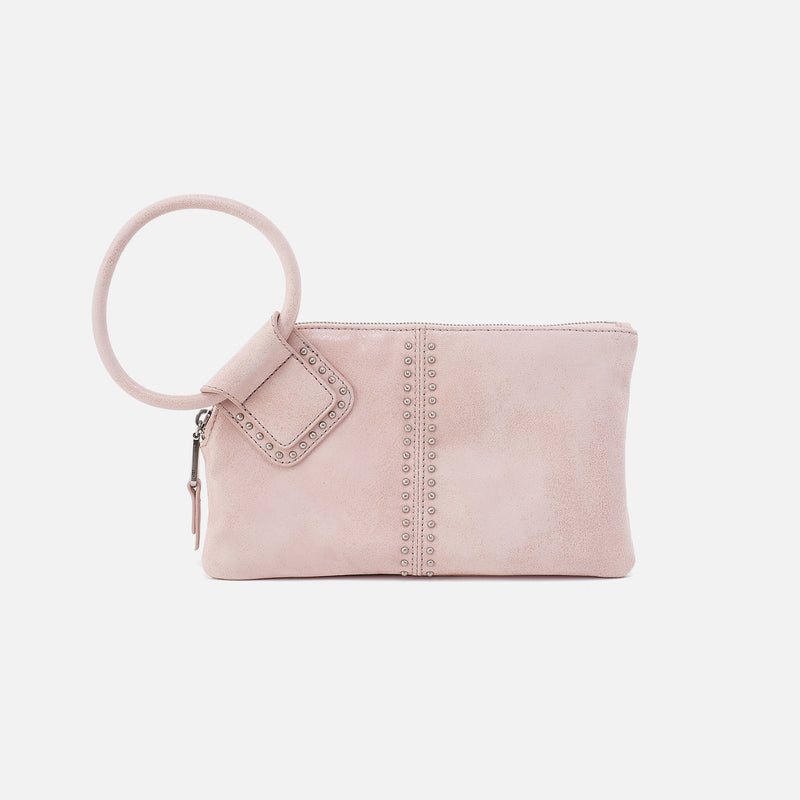 blossom pink sable wristlet with silver stud center stripe