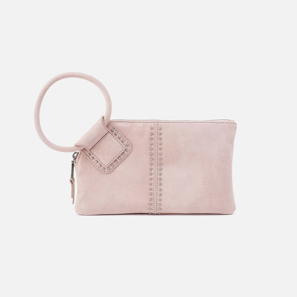 blossom pink sable wristlet with silver stud center stripe