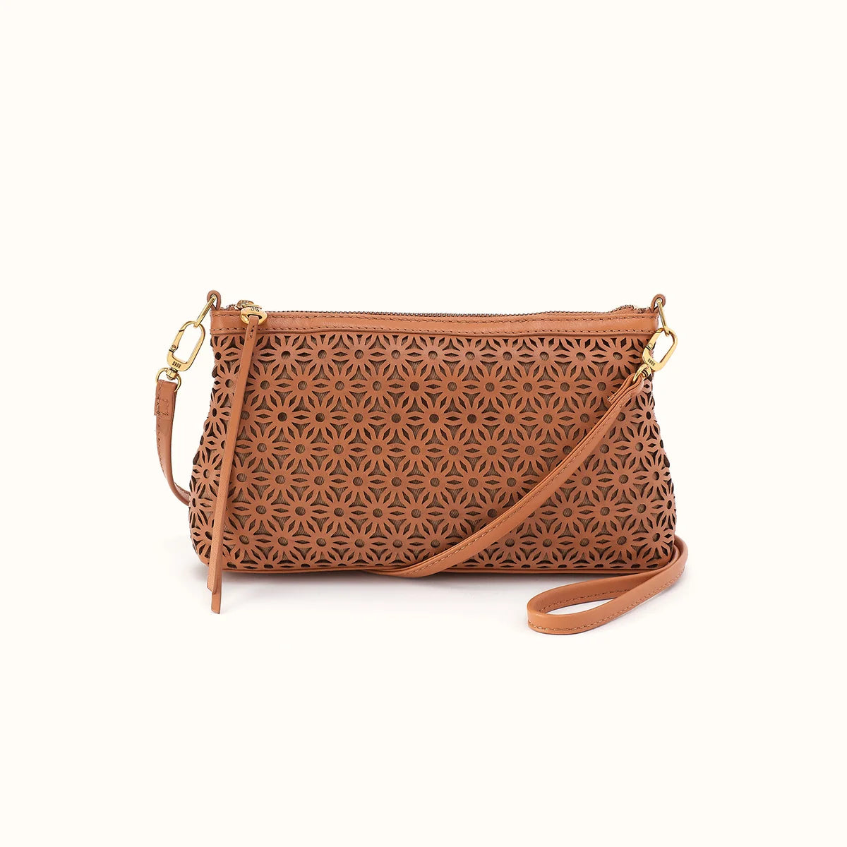 front view of the darcy cross body in the color and cutout pattern canyon petal
