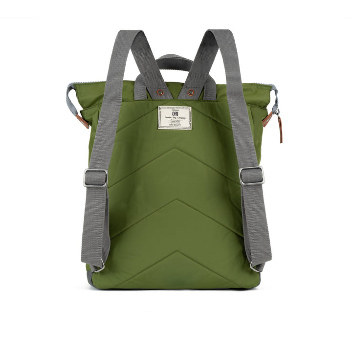 back view of green bantry backpack.