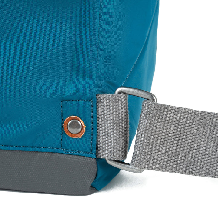 close-up of backpack strap.