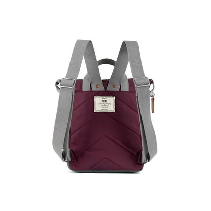 back view of plum bantry b backpack showing shoulder straps.