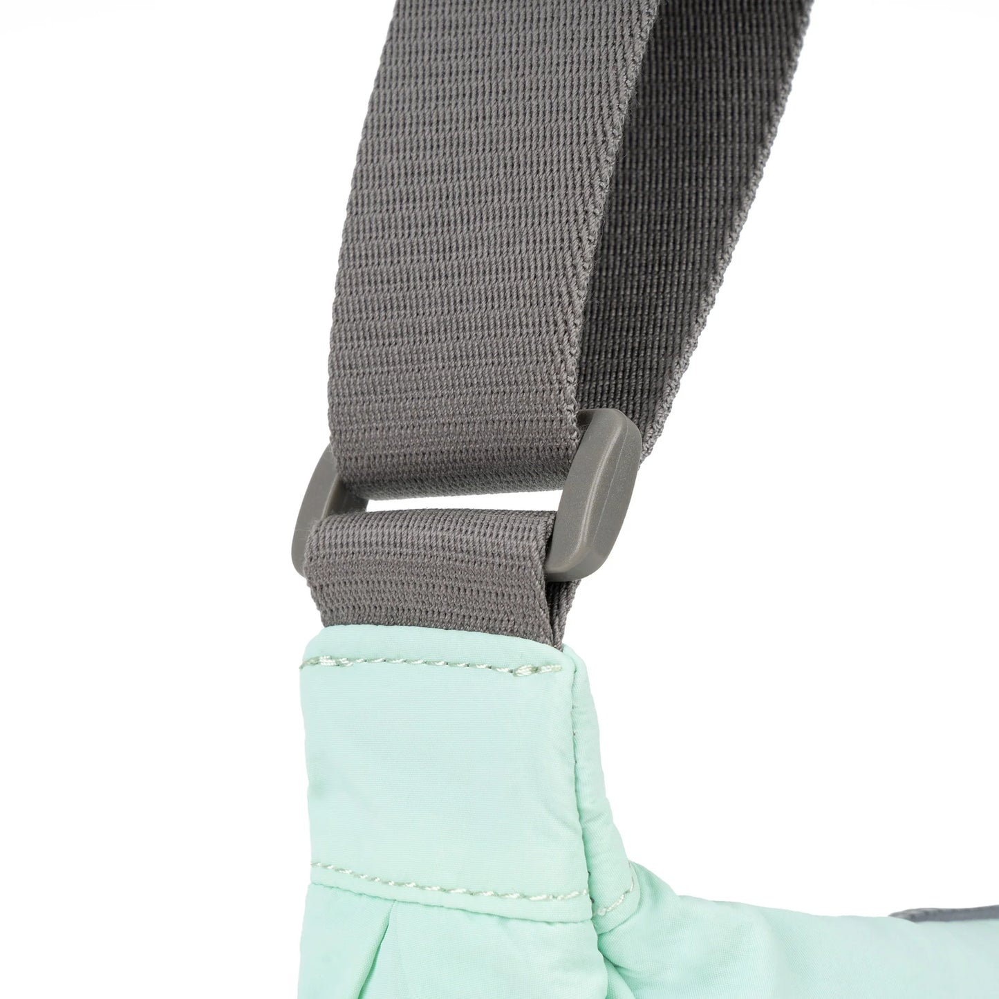 close-up of handle of mint Farringdon Sling Bag