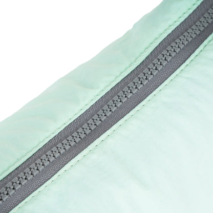 close-up of zipper on mint Farringdon Sling Bag