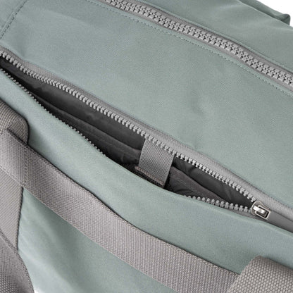 close-up of back pocket on Pewter Recycled Canvas Gatwick Duffle
