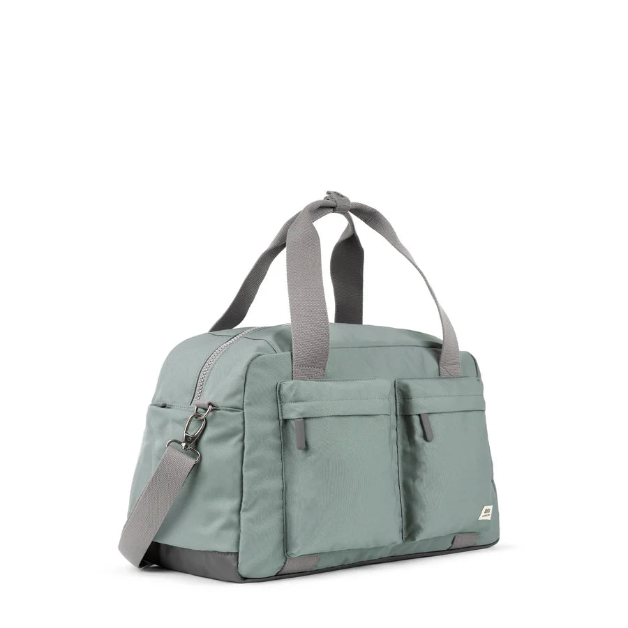 side view of Pewter Recycled Canvas Gatwick Duffle
