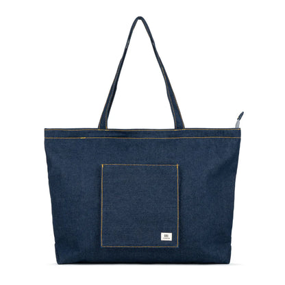 front view of Dark Wash Denim Portobello Tote
