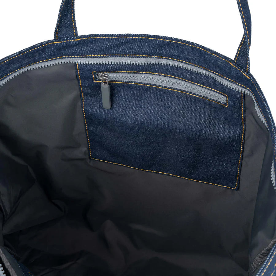 interior view of Dark Wash Denim Portobello Tote
