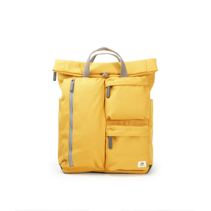 front of yellow Richmond backpack.