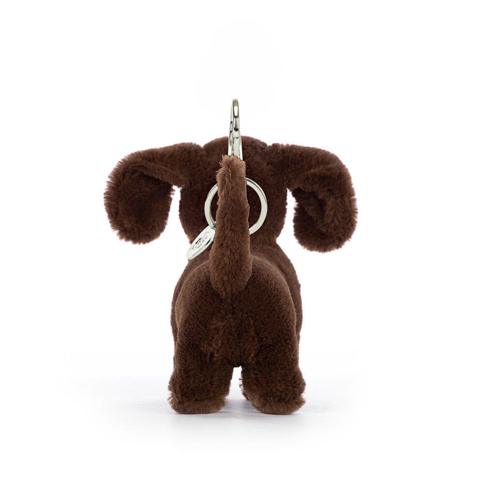 back view of Otto Sausage Dog Bag Charm.