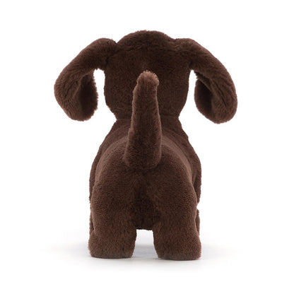 back view of Otto Sausage Dog Plush Toy displayed against a white background