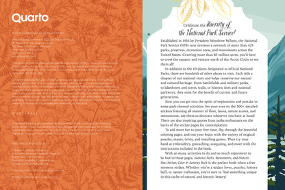 Book interior with text and Quarto logo on an orange and blue background