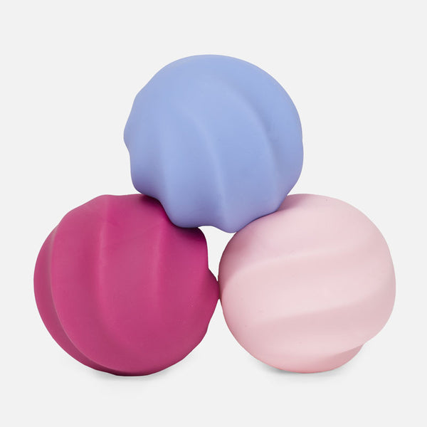 pink and lavender spek swirls odds stacked on top of each other