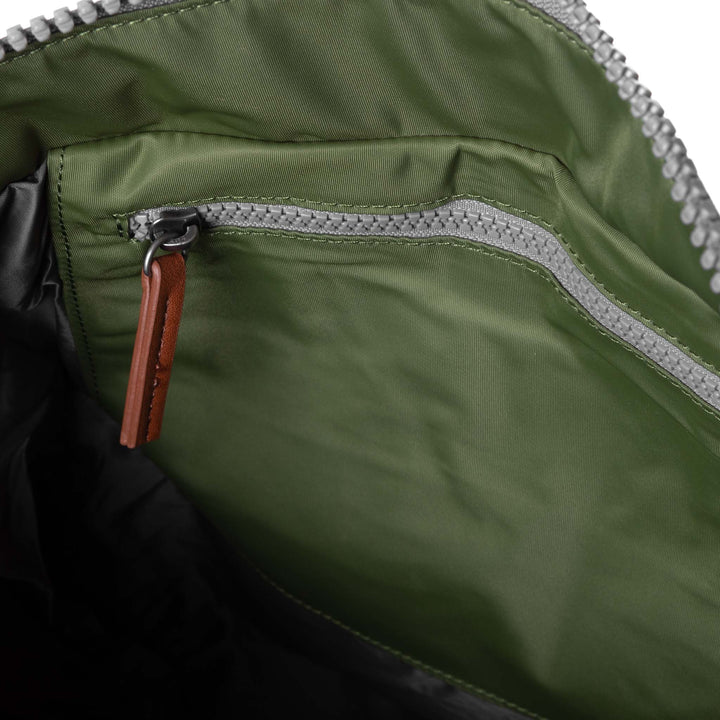 interior view of green bantry backpack.