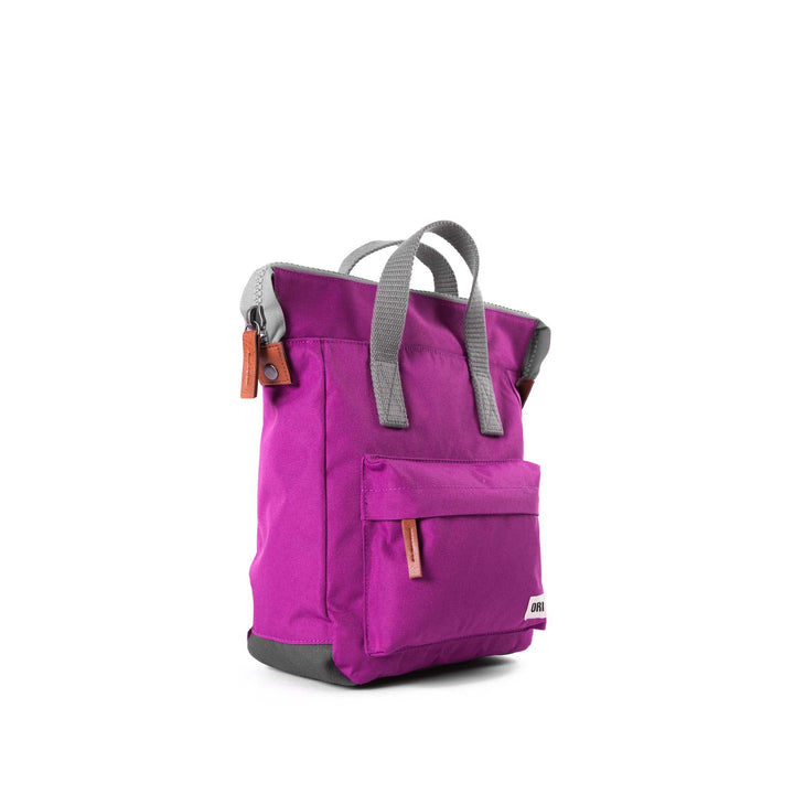 side view of violet bantry backpack.