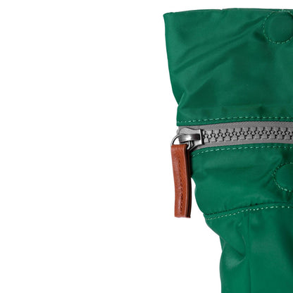 close of emerald canfield b backpack's zipper pull.